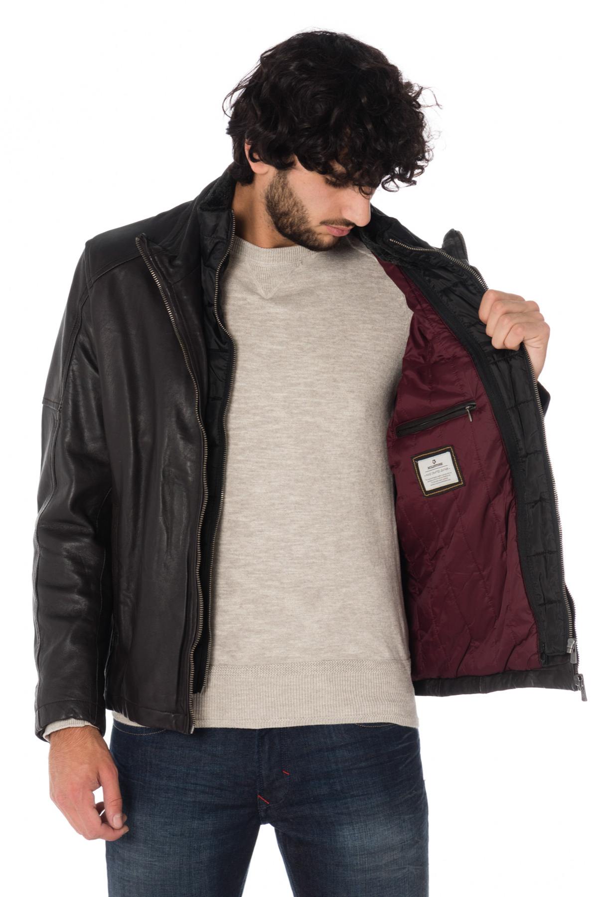 Milestone lambskin leather jacket with stand-up collar - Image n°5