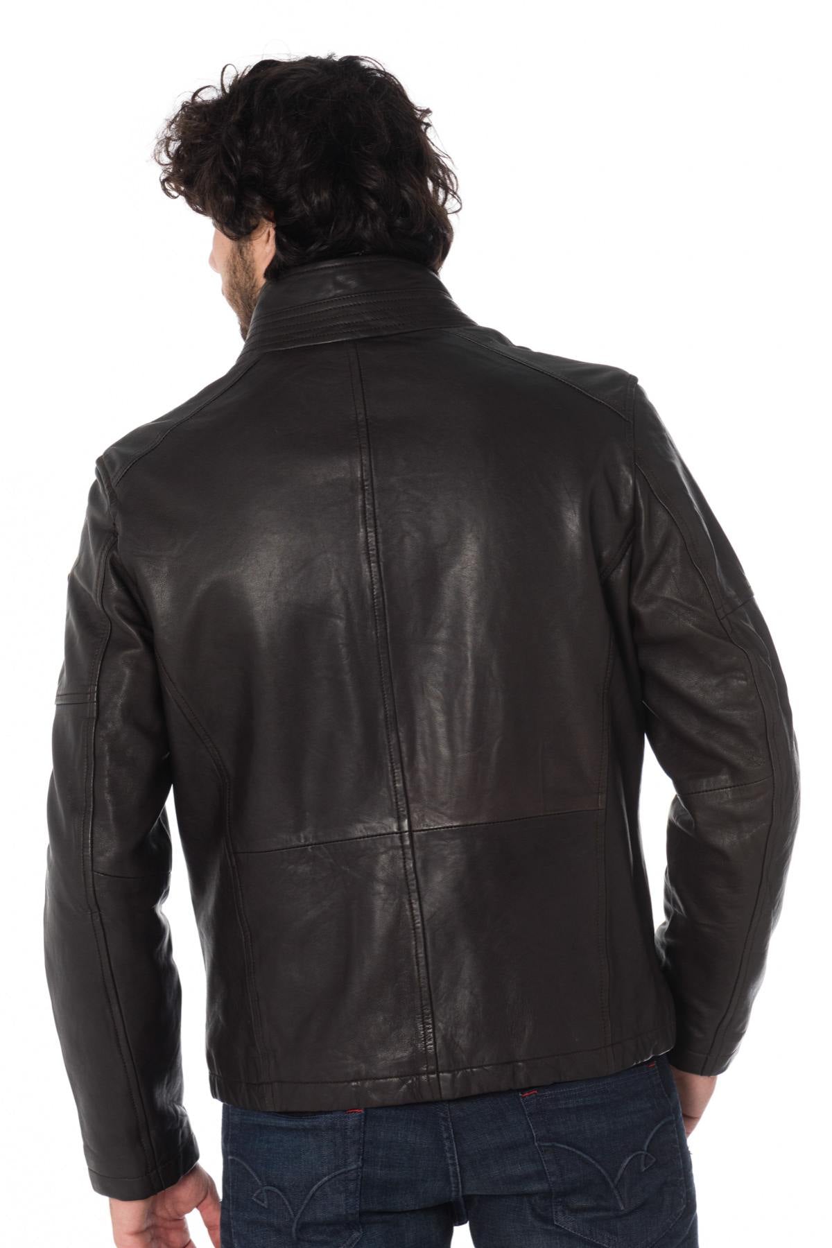 Milestone lambskin leather jacket with stand-up collar - Image n°6