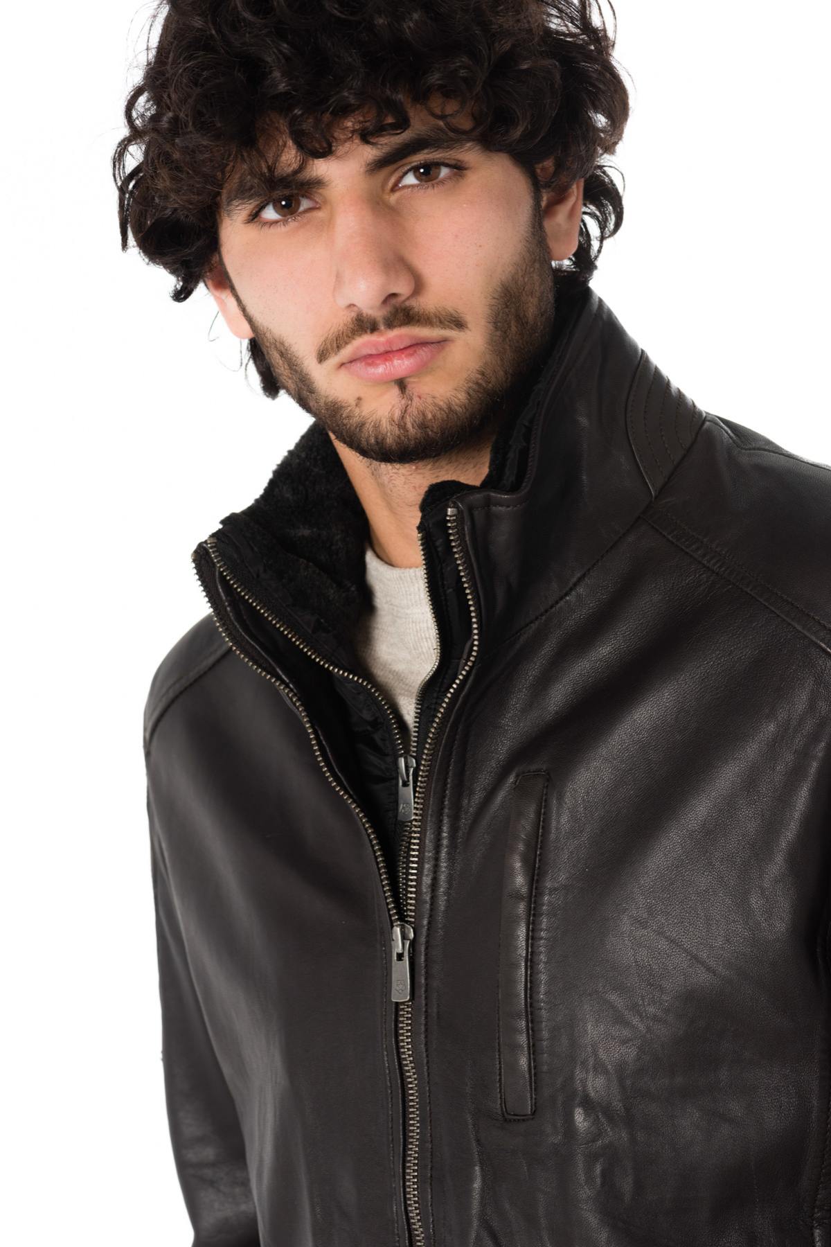 Milestone lambskin leather jacket with stand-up collar - Image n°7