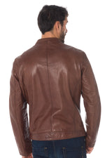 Milestone cognac leather biker collar jacket - Image n°5
