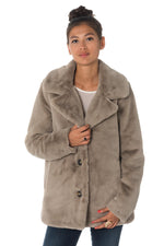 Dark beige faux fur jacket - Image n°4