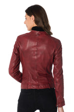 Distressed red sheepskin leather jacket - Image n°6