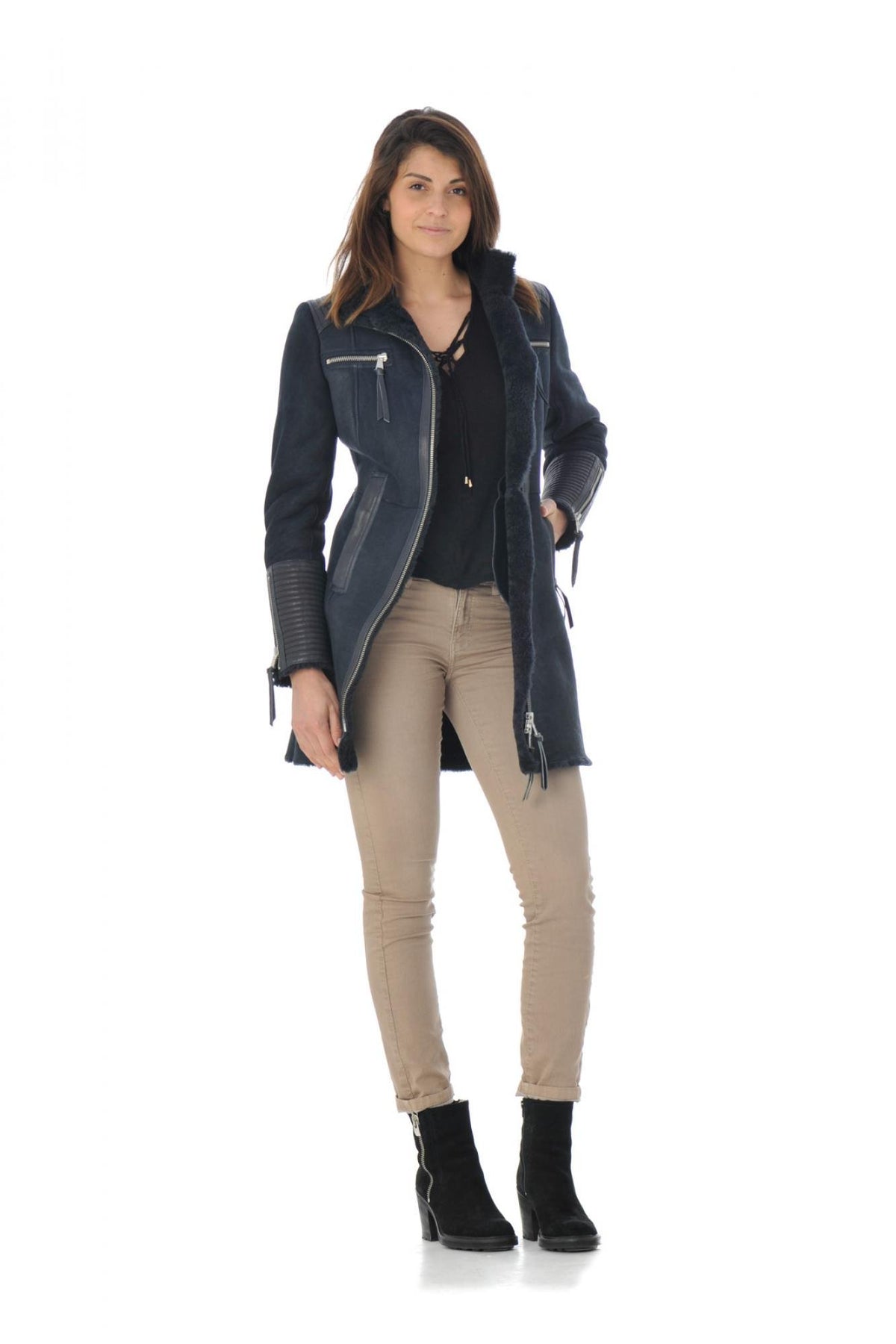 Oakwood women's blue shearling coat - Image n°2