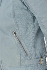 Sky blue summer leather jacket - Image n°5