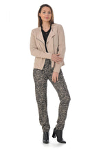 Light pink suede effect leather jacket - Image n°2