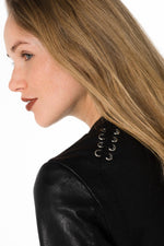 Black leather jacket with lacing - Image n°7