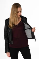 Black leather jacket with lacing - Image n°4
