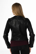 Black leather jacket with lacing - Image n°5