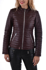 Oakwood women's burgundy sheepskin leather jacket - Image n°1
