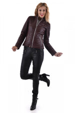 Oakwood women's burgundy sheepskin leather jacket - Image n°2