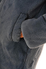 Gray fur-effect polyester coat - Image n°6