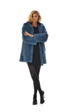 Gray fur-effect polyester coat - Image n°2