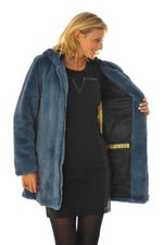 Gray fur-effect polyester coat - Image n°4