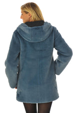 Gray fur-effect polyester coat - Image n°5