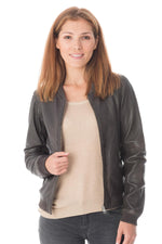 Women's teddy in dark gray leather - Image n°3