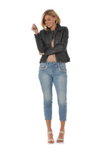 Dark gray sheepskin leather jacket - Image n°2