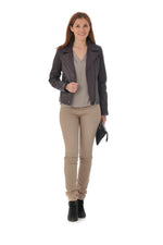 Burgundy sheepskin leather perfecto - Image n°2