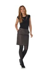 Burgundy leather skirt - Image n°2