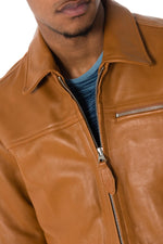 Schott men's leather jacket in cognac color - Image n°7