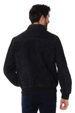 Schott navy blue suede bomber jacket - Image n°4