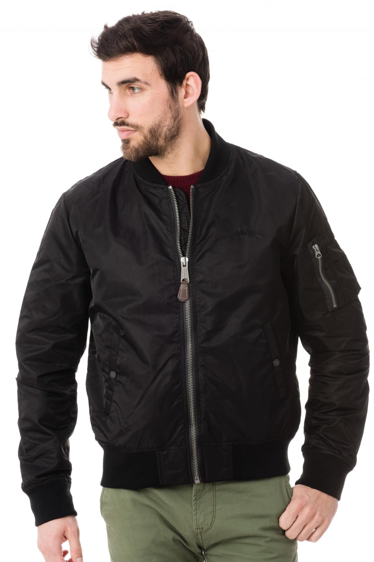 Schott men's light bomber jacket black - Image n°1