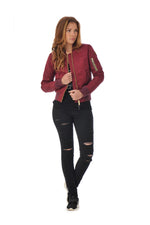 Women's burgundy nylon bombers - Image n°7