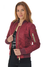 Women's burgundy nylon bombers - Image n°6
