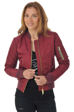 Women's burgundy nylon bombers - Image n°1