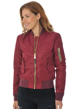 Women's burgundy nylon bombers - Image n°5