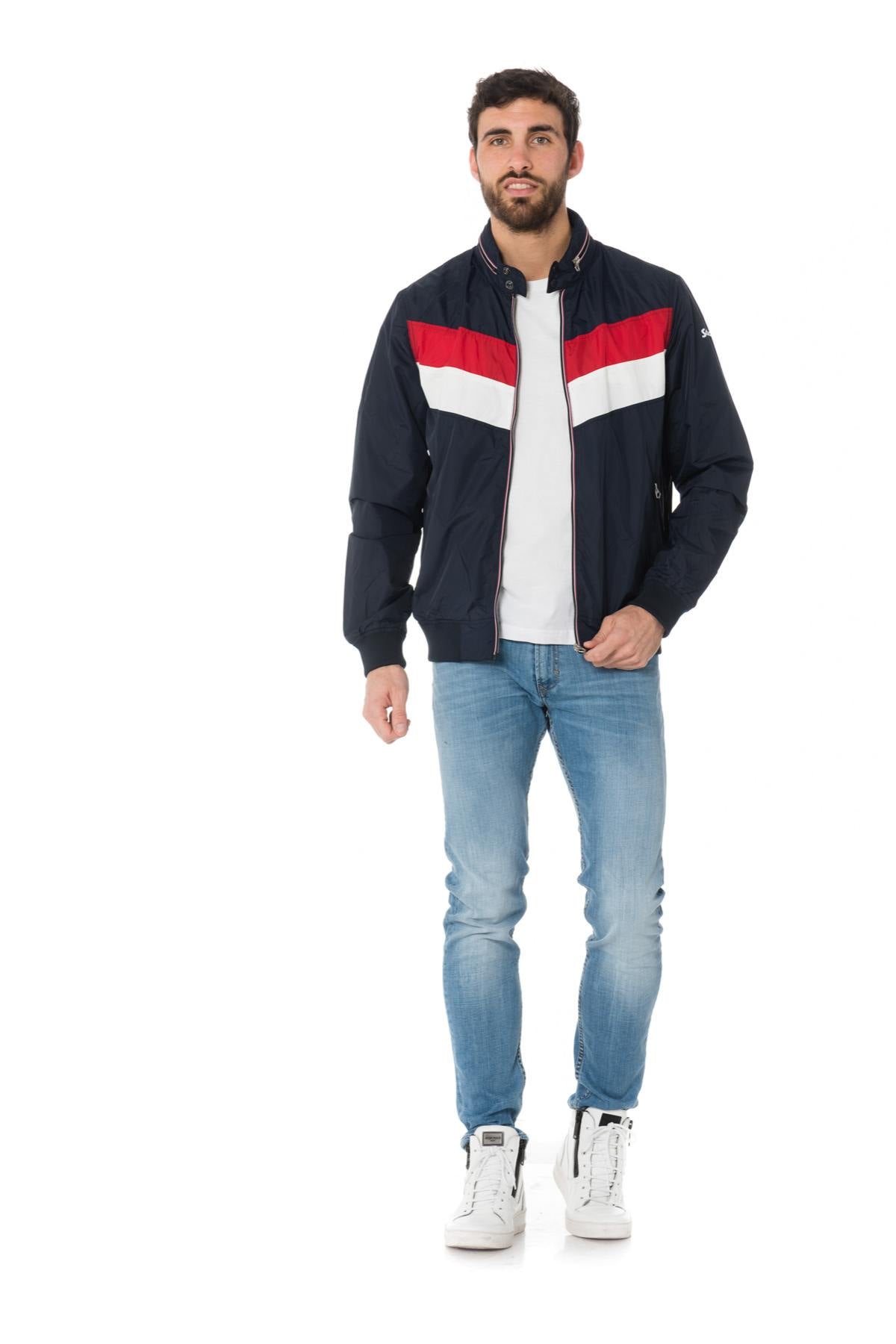 Tricolor windbreaker jacket for men - Image n°2