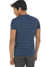 Men's dark blue striped t-shirt - Image n°3