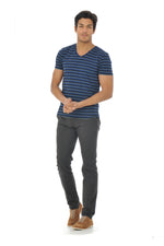 Men's dark blue striped t-shirt - Image n°5