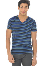 Men's dark blue striped t-shirt - Image n°1