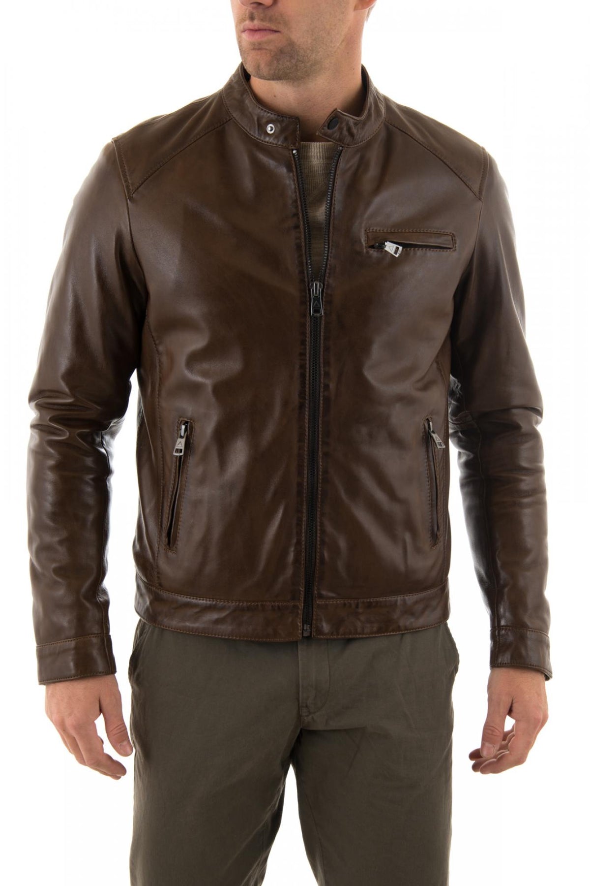 Serge Pariente jacket in brown lambskin - Image n°3