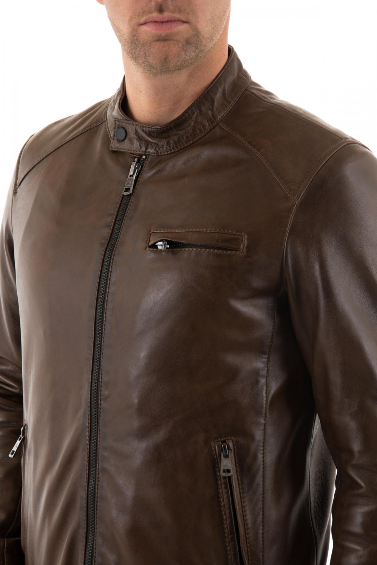 Serge Pariente jacket in brown lambskin - Image n°4