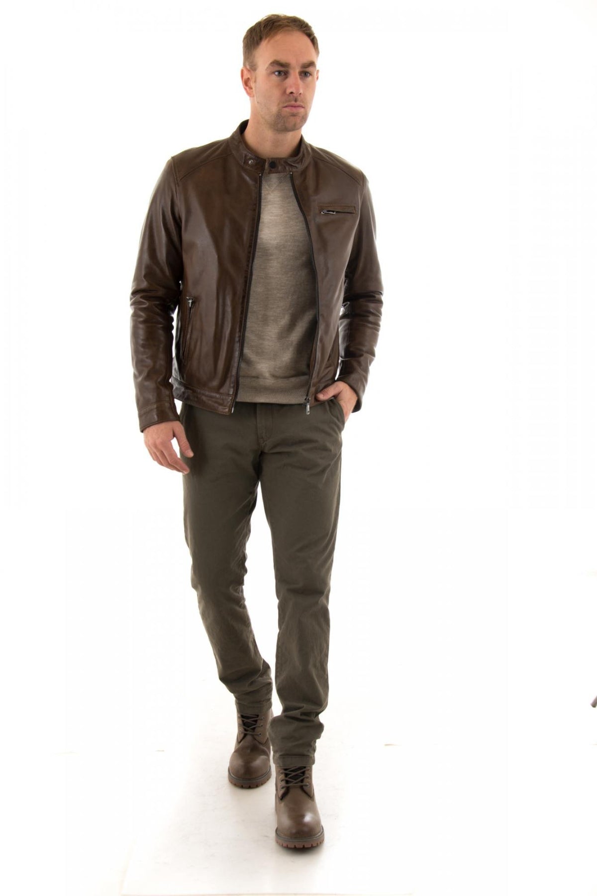 Serge Pariente jacket in brown lambskin - Image n°2