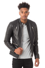 Men's black round neck jacket - Image n°1