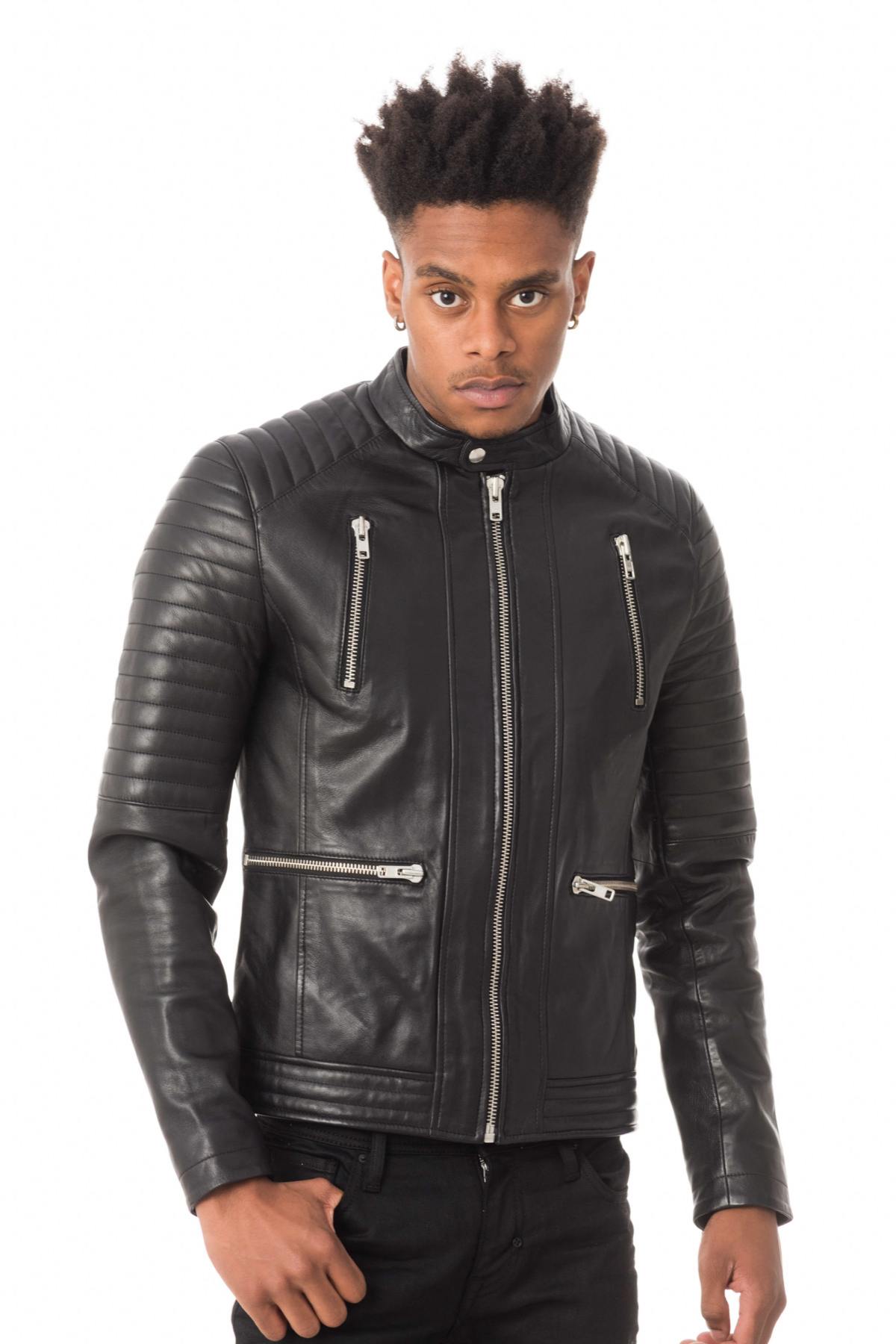 Men's black round neck jacket - Image n°4