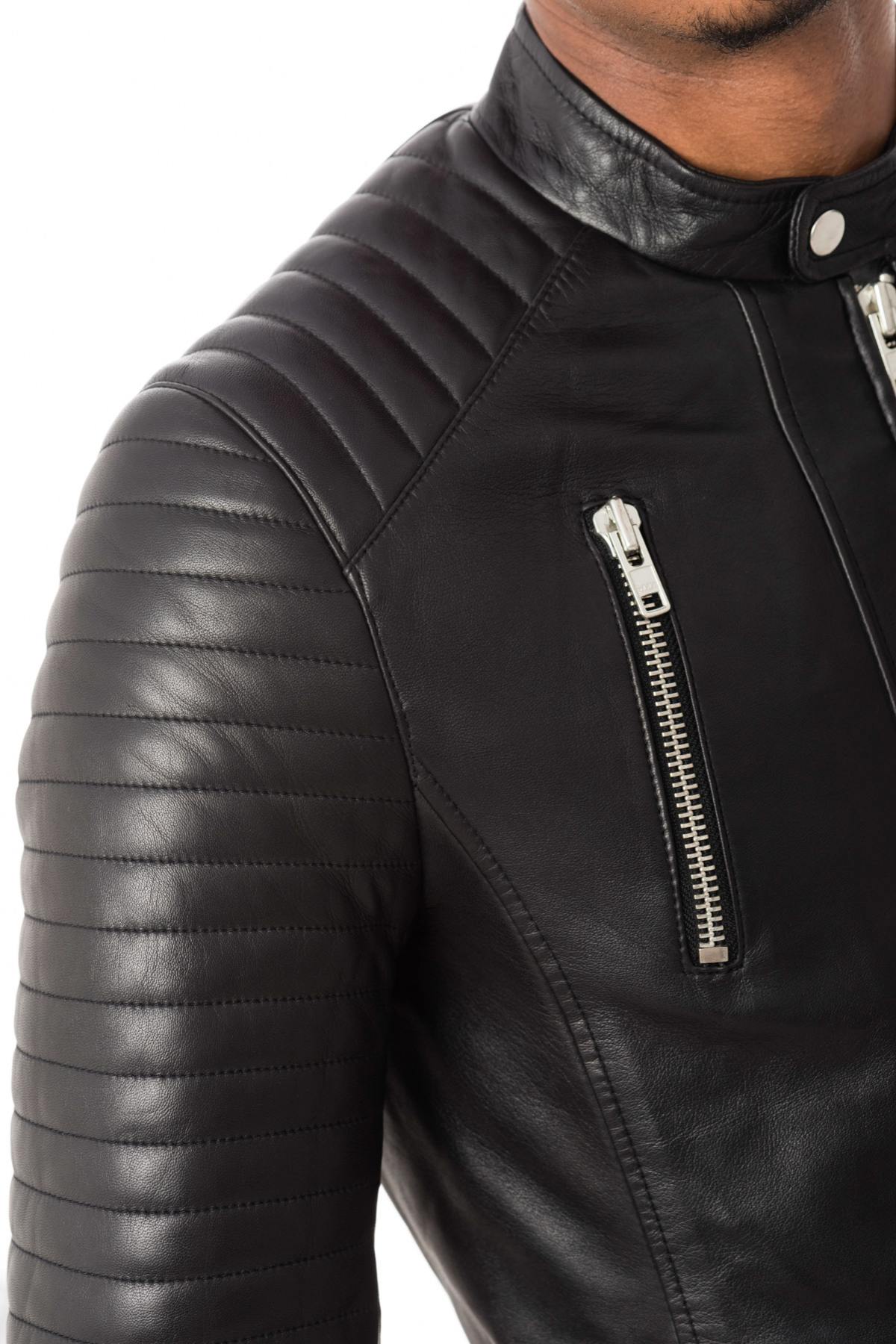 Men's black round neck jacket - Image n°3