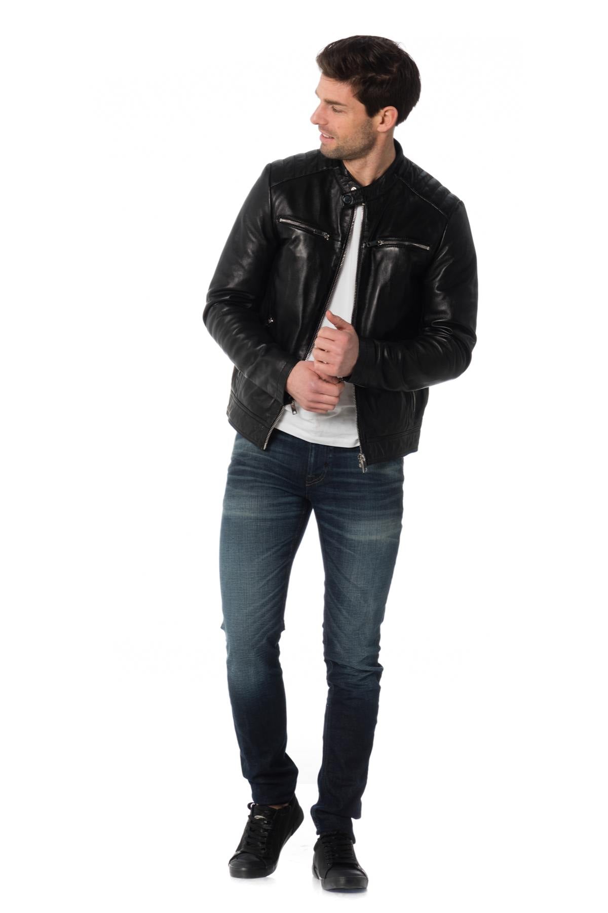 Men's lambskin biker jacket - Image n°2