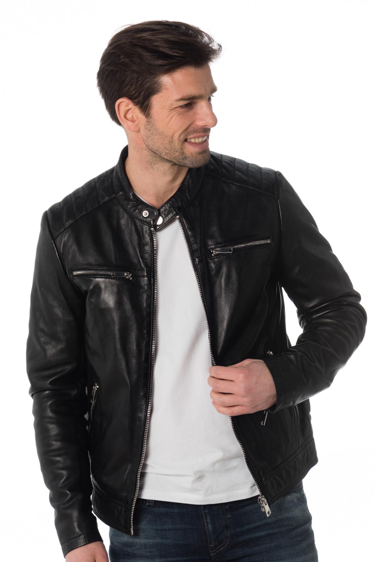 Men's lambskin biker jacket - Image n°3