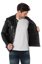 Men's lambskin biker jacket - Image n°6