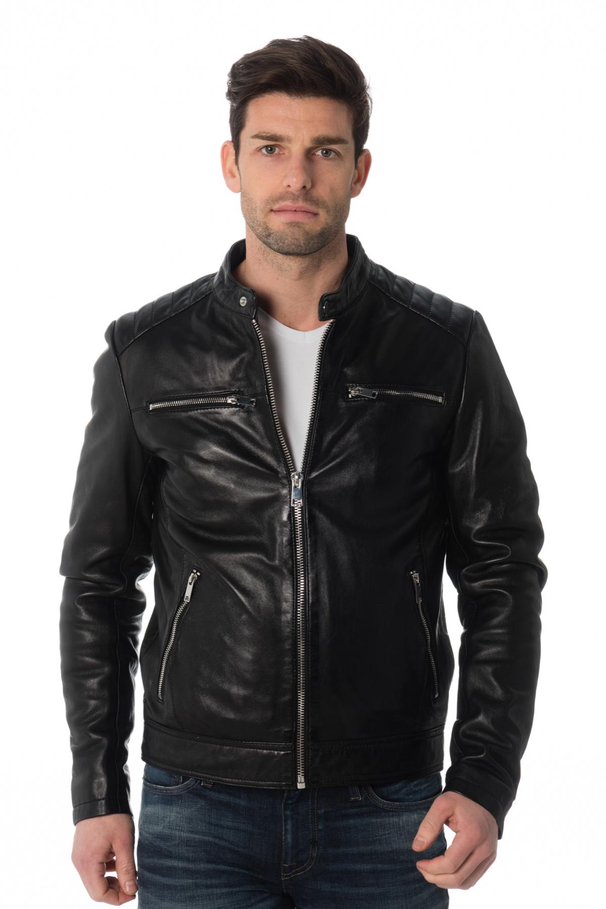 Men's lambskin biker jacket - Image n°4