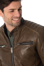 Men's lambskin leather jacket in basalt color - Image n°7