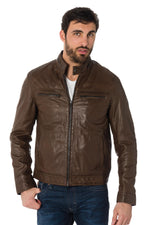 Mocca sheepskin leather jacket - Image n°1