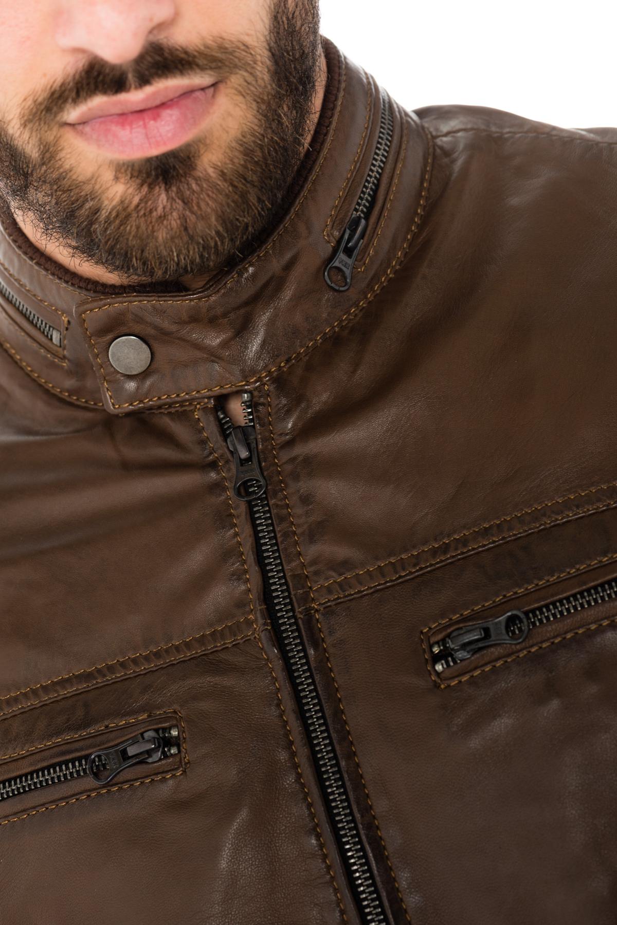 Mocca sheepskin leather jacket - Image n°6