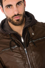 Lambskin leather jacket with hood - Image n°6