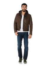 Lambskin leather jacket with hood - Image n°2