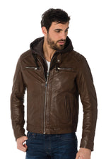 Lambskin leather jacket with hood - Image n°1