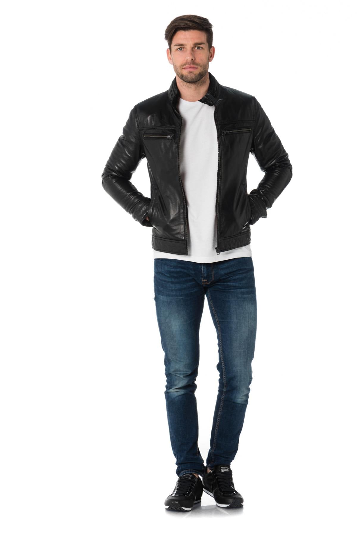 Black lambskin leather jacket - Image n°2